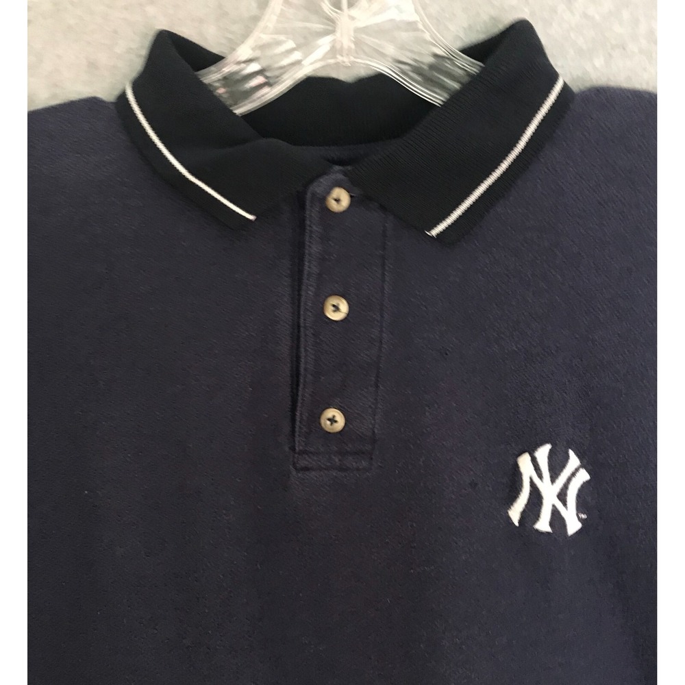 True Fan New York Yankees Mens Polo Shirt Blue Med/Large Embroidered Logo